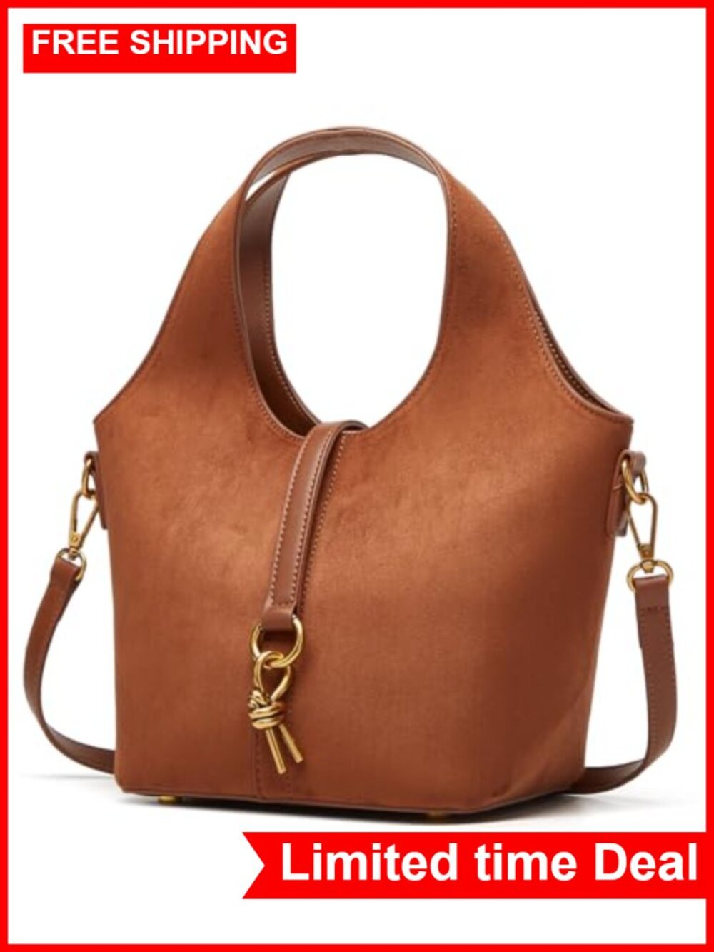 Vegan Leather Bucket Bag Crossbody Hobo Purse